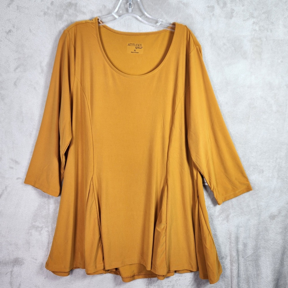 Women with Control Tunic Womens XL Golden Oak Como Jersey Godet Top A678114